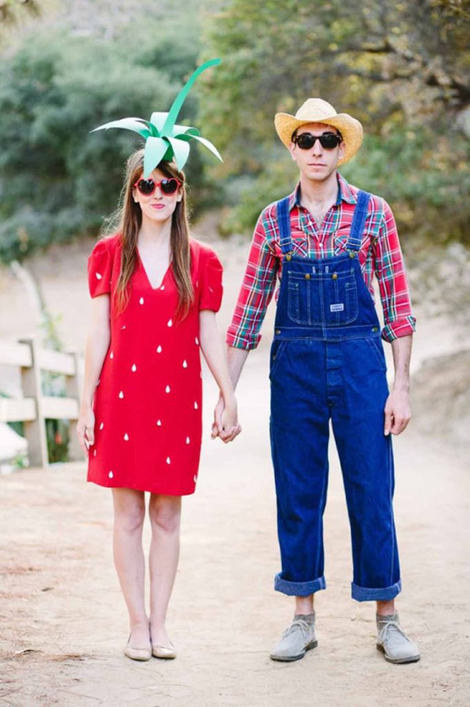 60 Best Halloween Costumes For Couples That Ll Make Your Duo To Steal   Strawberry And The Farmer Costume 681x1024 