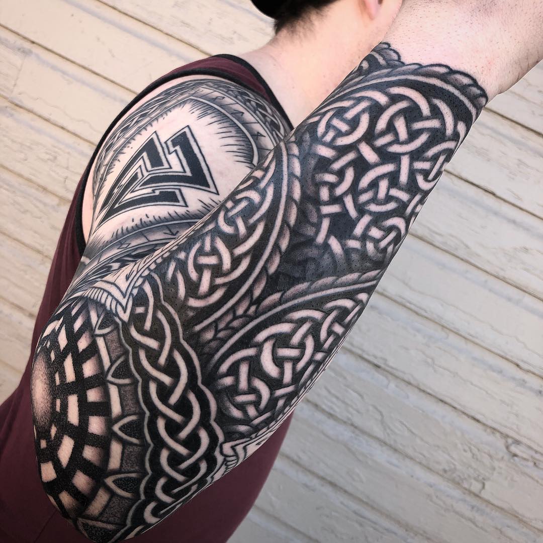 VIKING NORDIC CELTIC TATTOOS | Collaboration piece. Thank you to our client  Calum for making the trip from Perth, WA. Original design by  @nordurljos_art Drawn on and... | Instagram