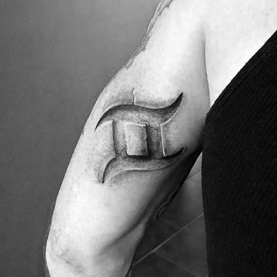 Gemini Symbol Tattoo with Stonework