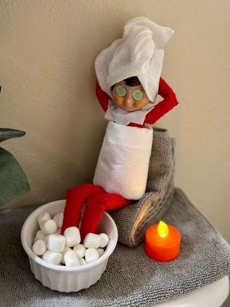 Elf taking a cozy bubble bath