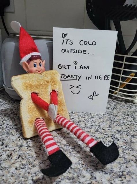 Look what the elf did to get warm and toasty