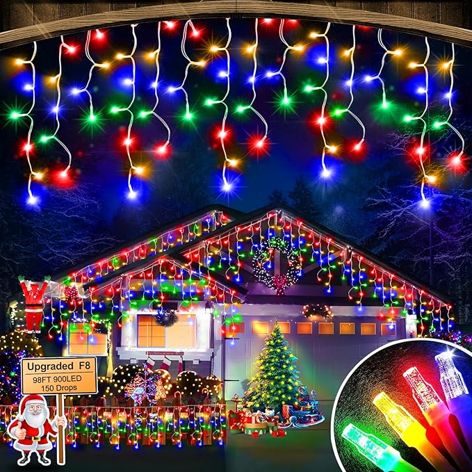 98FT 900LED F8 Upgraded Christmas Lights Outdoor Decorations