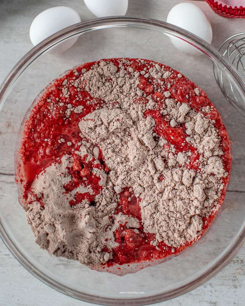 red velvet brownie batter with cocoa powder