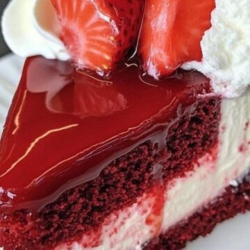 red velvet strawberry cheesecake