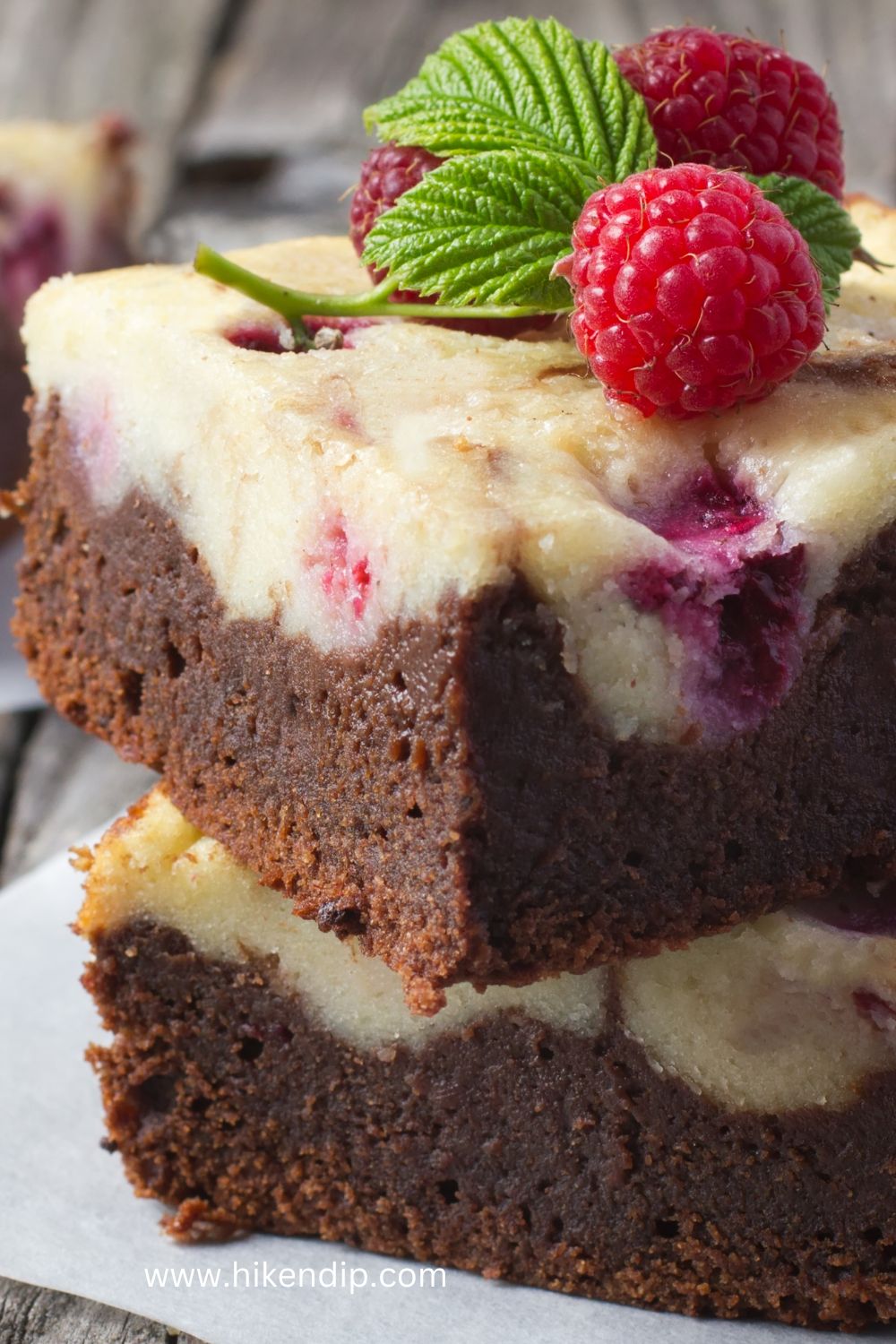 raspberry swirl cheesecake brownie closeup