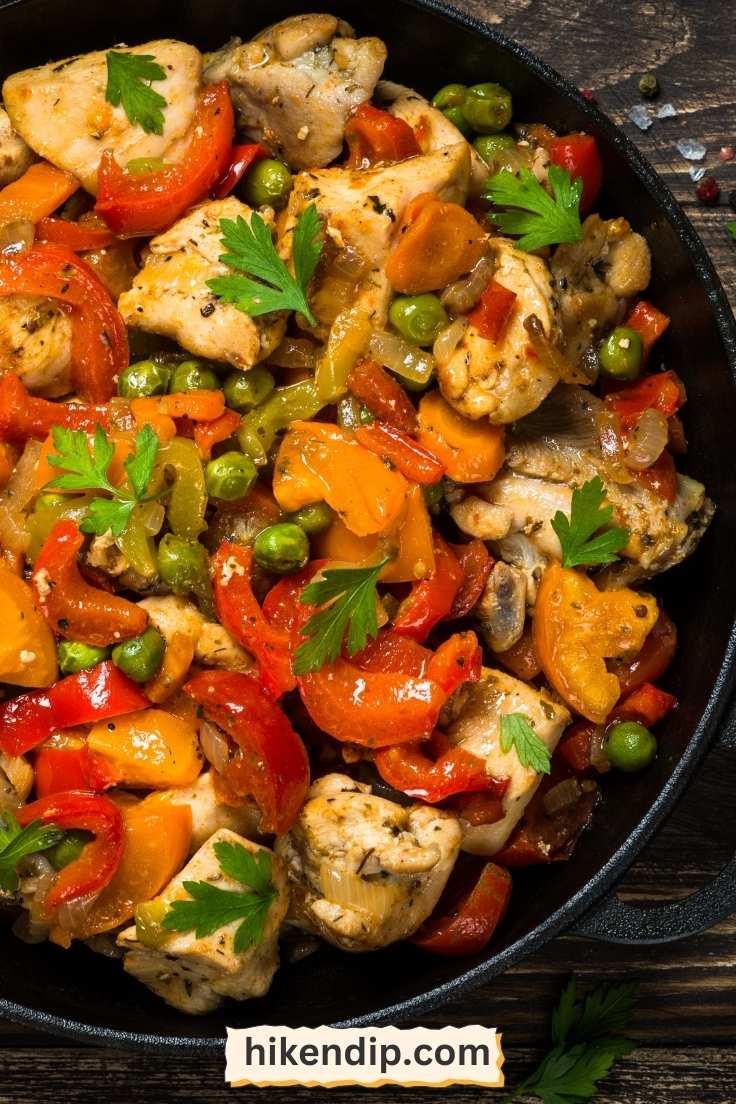 chicken skillet stir fry with vegetables