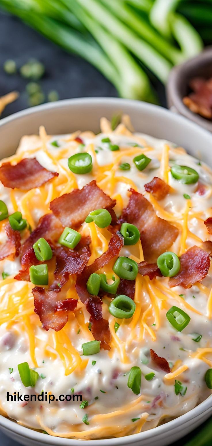 million dollar crack dip in a bowl with bacon and cheese