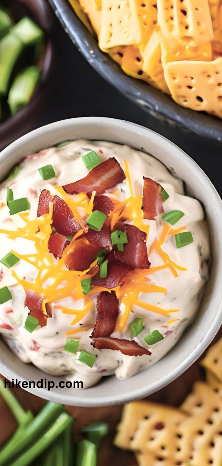 million dollar crack dip in a bowl with bacon and cheese